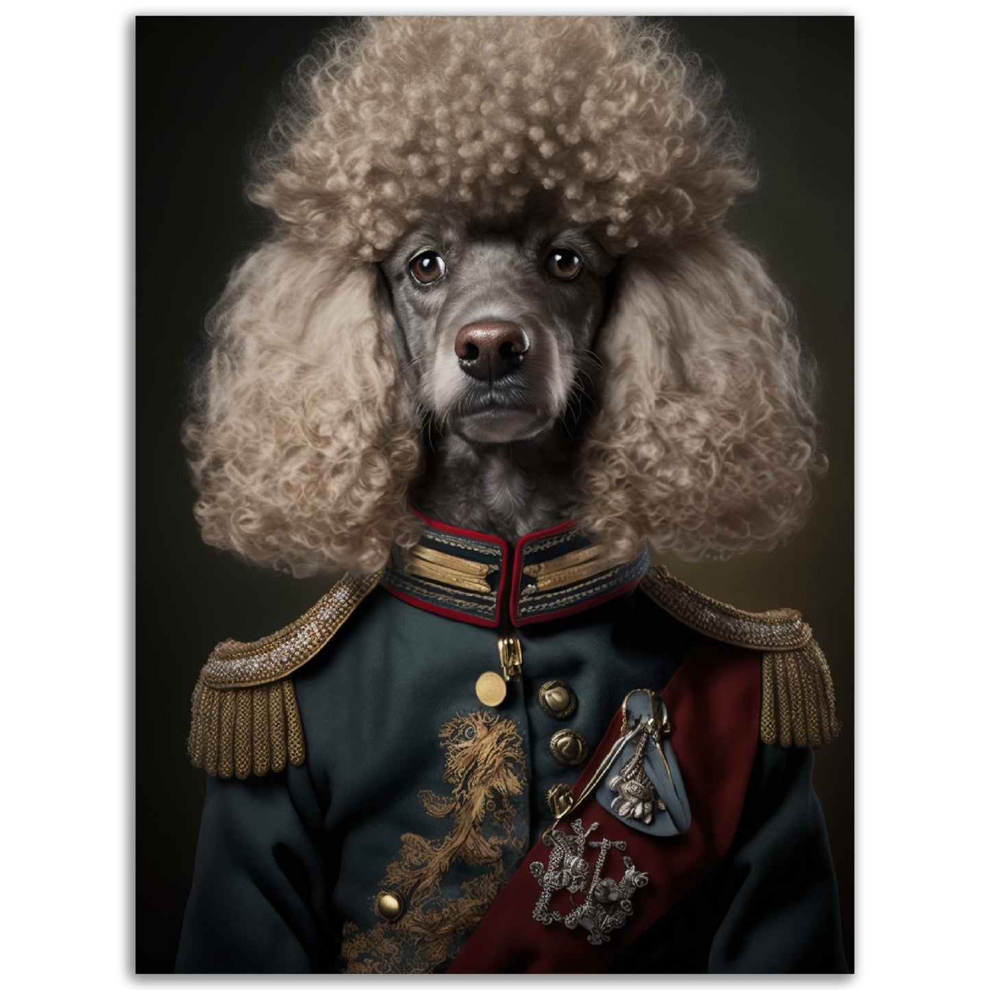 Poodle General Renaissance Animal Portraiture Wall Art Print