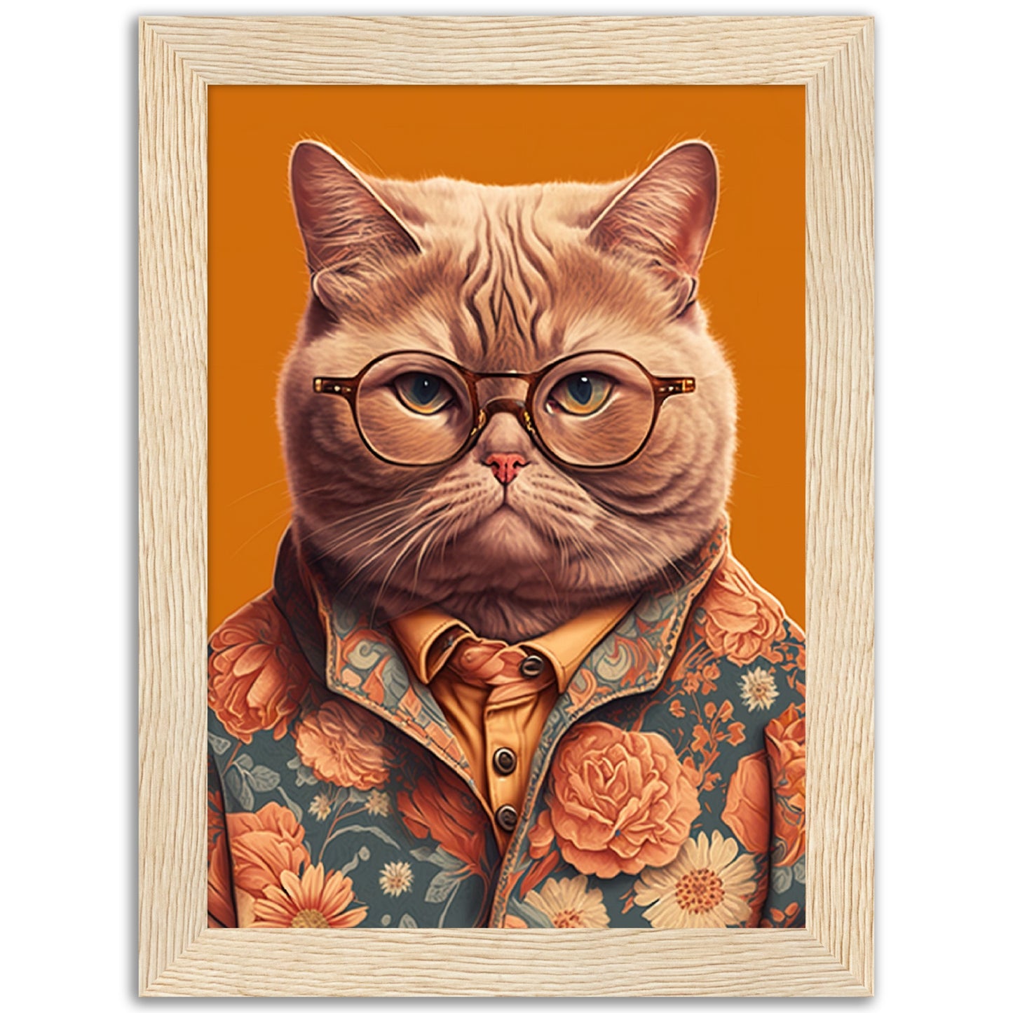 Trendy British Shorthair Cat Illustration Wall Art Print