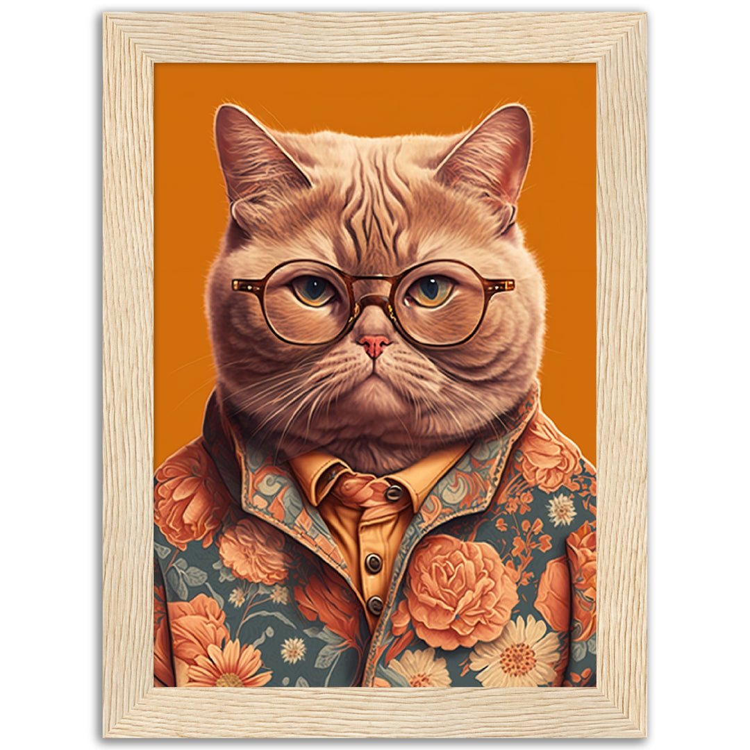 Trendy British Shorthair Cat Illustration Wall Art Print
