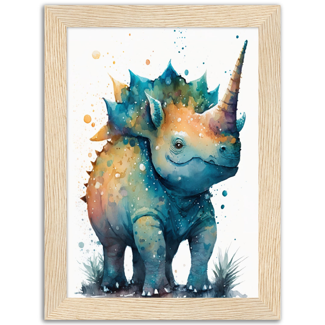 Cute Watercolor Dinosaur Painting Wall Art Print