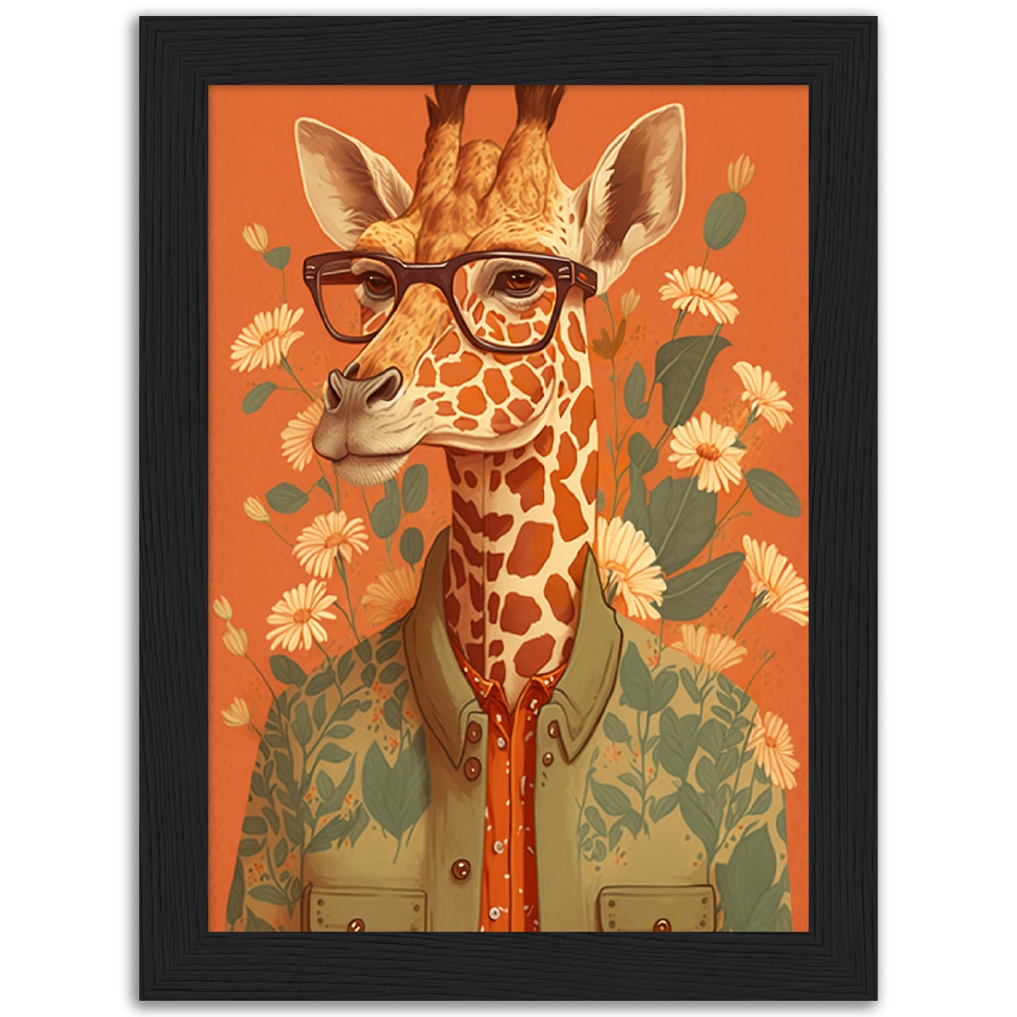 Giraffe Chic Illustration Wall Art Print