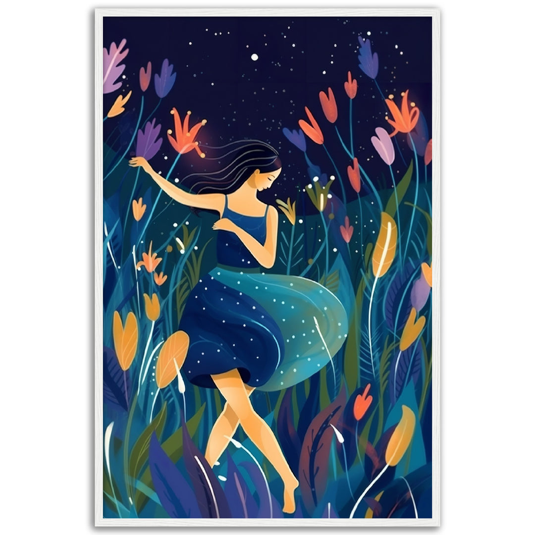 Midnight Garden Dance Blue Tones Wall Art Print