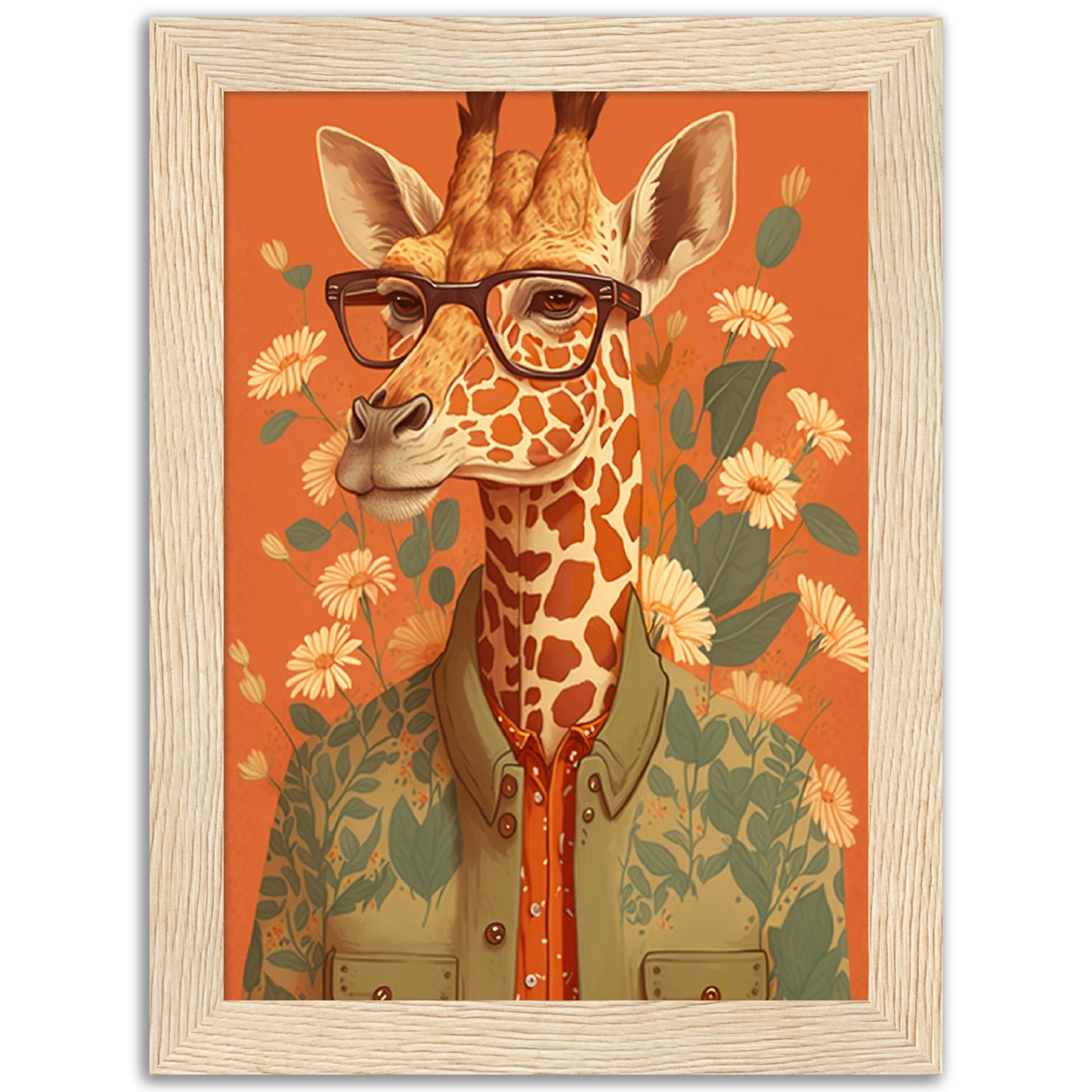 Giraffe Chic Illustration Wall Art Print