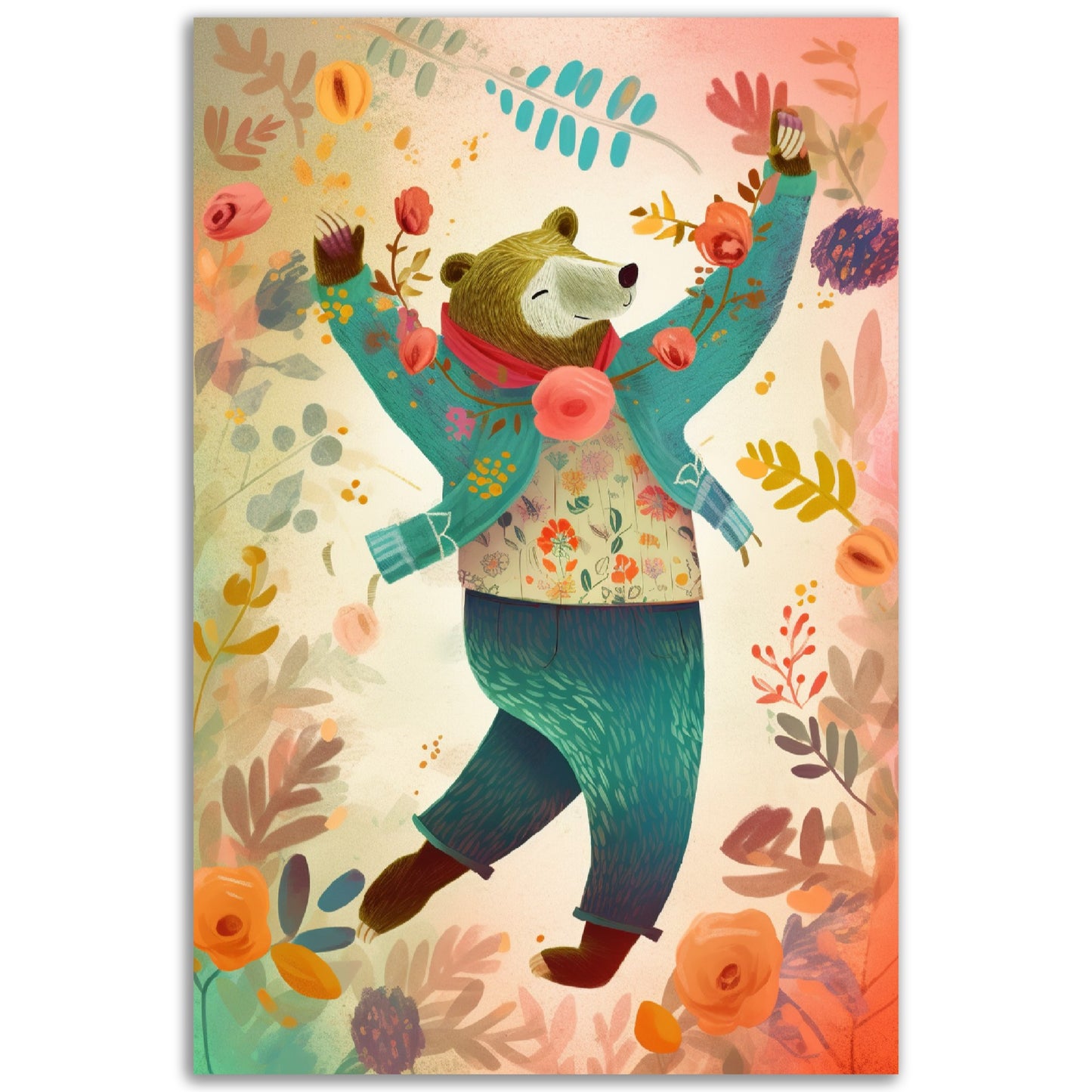 Joyful Bear Dance Wall Art Print