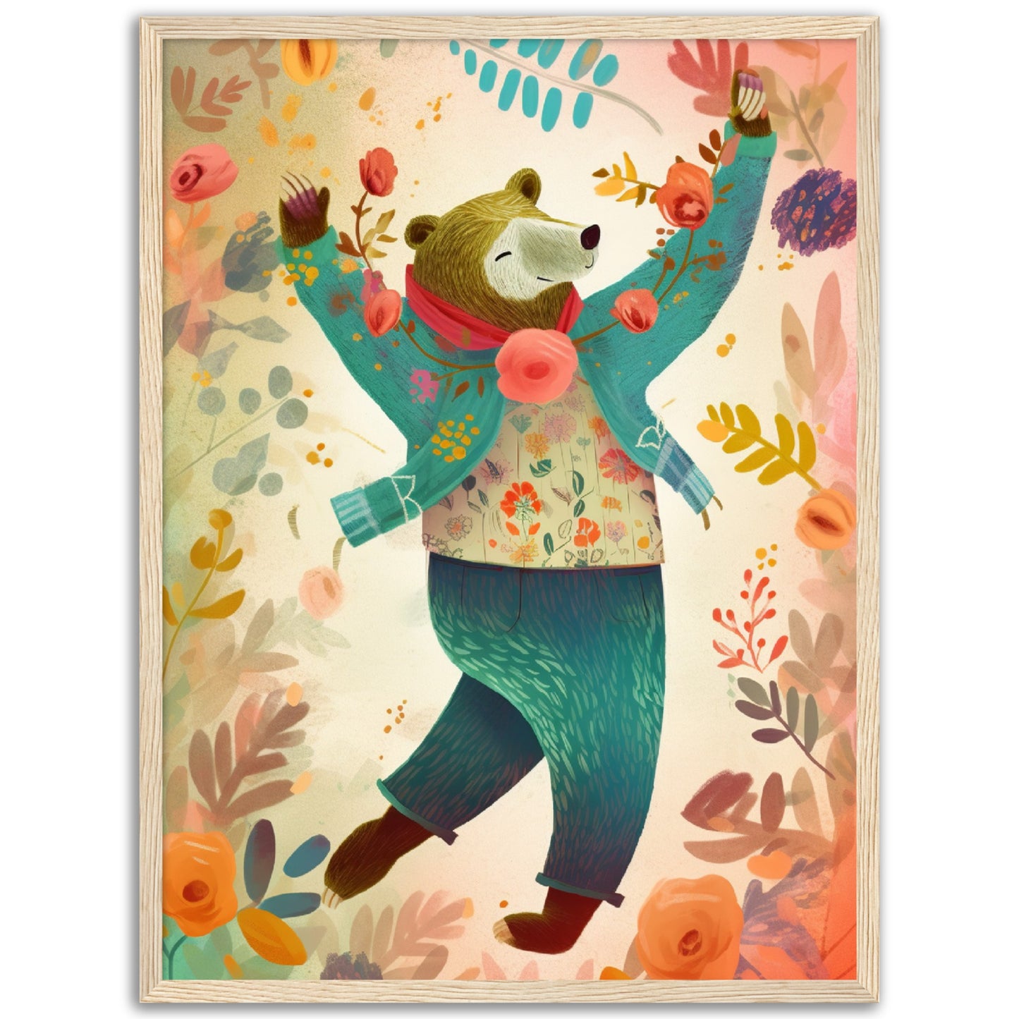 Joyful Bear Dance Wall Art Print