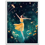 Load image into Gallery viewer, Midnight Garden Dance Yellow Dress Wall Art Print