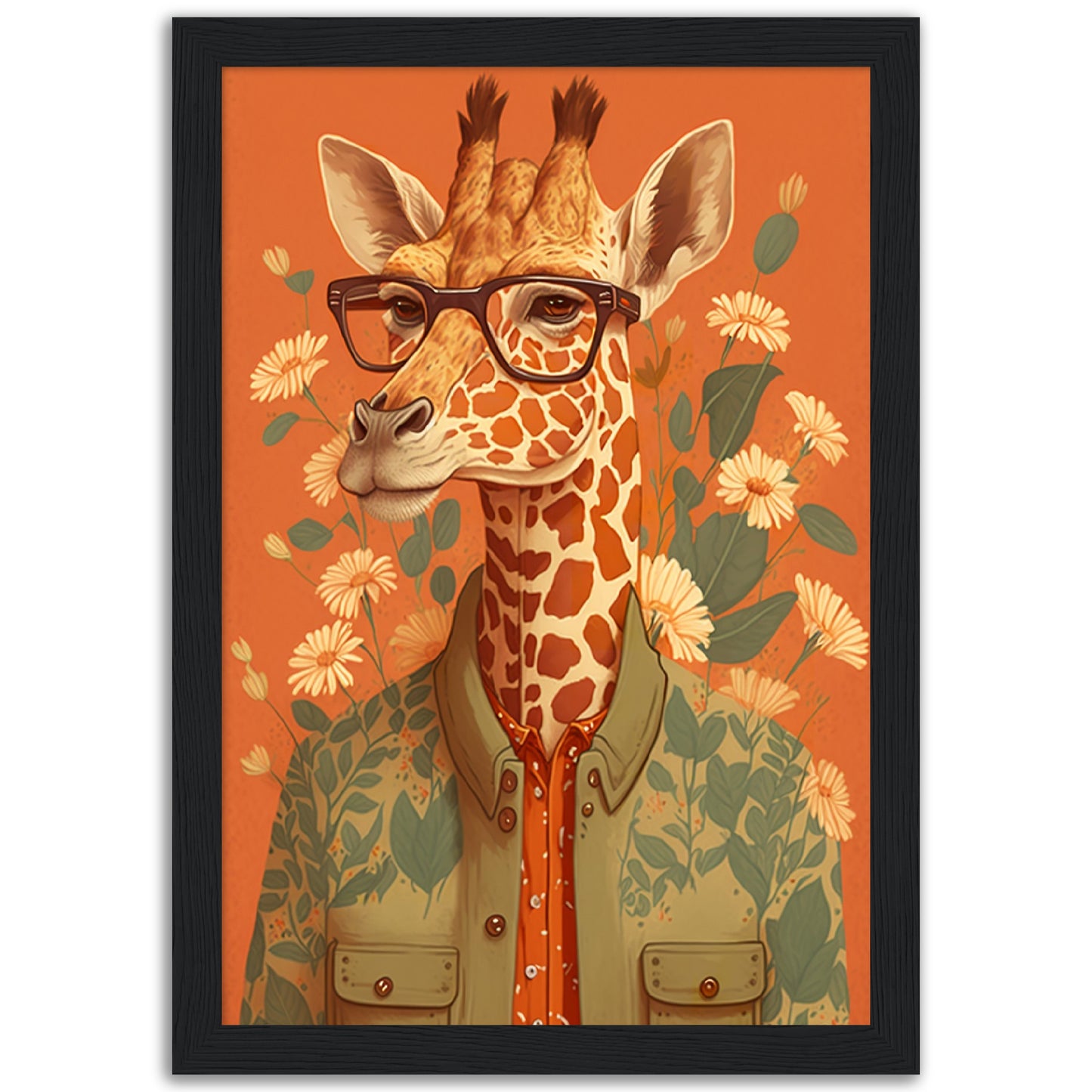 Giraffe Chic Illustration Wall Art Print