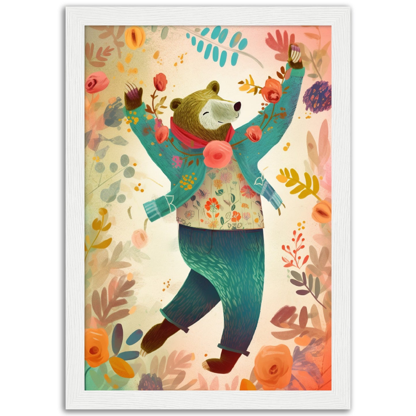 Joyful Bear Dance Wall Art Print