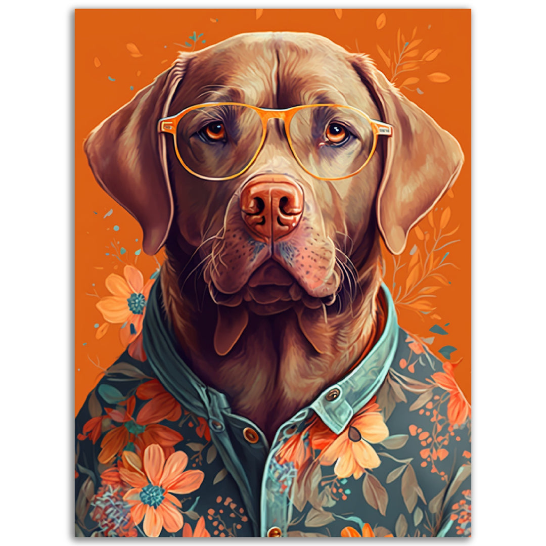 Floral Trendy Labrador Dog Wall Art Print