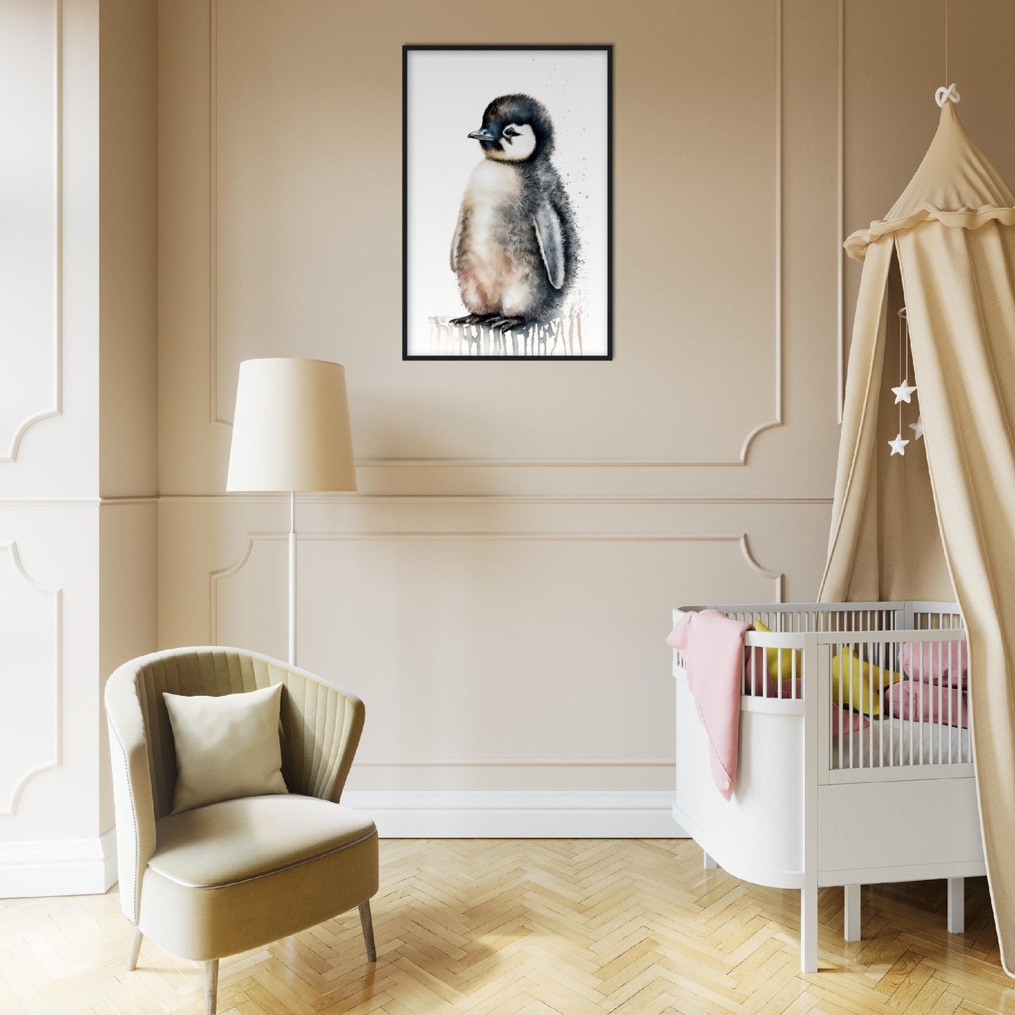 Penguin Fluffy Pal Nursery Wall Art Print