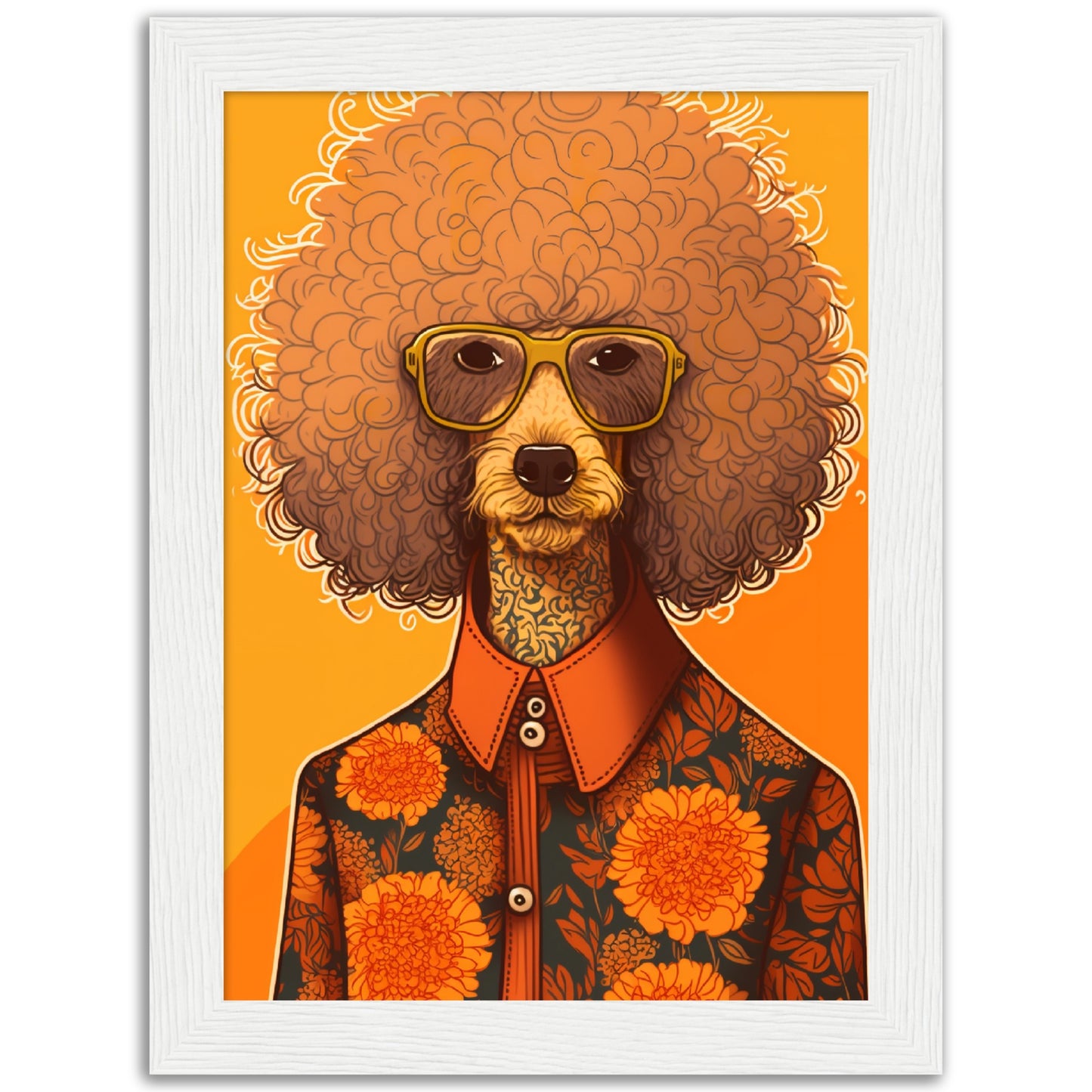 Poodle Chic Dog In Floral Shirt Wall Art Print