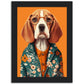 Fashionable Floral Beagle Dog Illustration Wall Art Print