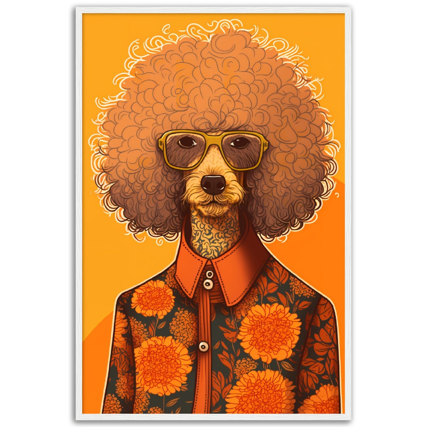 Poodle Chic Dog In Floral Shirt Wall Art Print