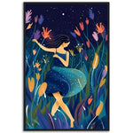 Load image into Gallery viewer, Midnight Garden Dance Blue Tones Wall Art Print
