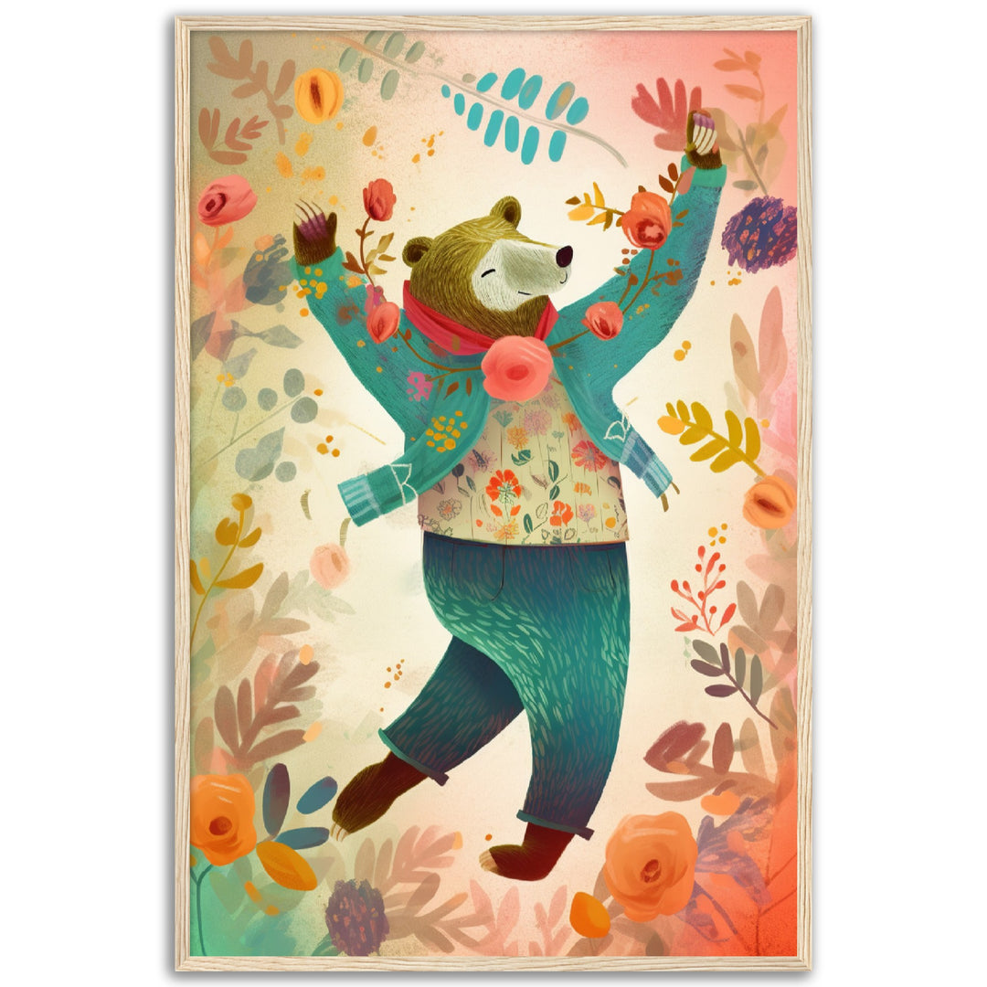 Joyful Bear Dance Wall Art Print