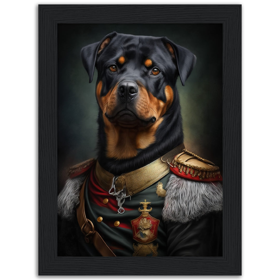 Military General Rottweiler Portraiture Wall Art Print