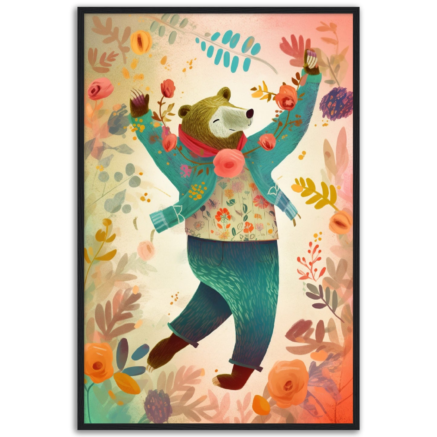 Joyful Bear Dance Wall Art Print