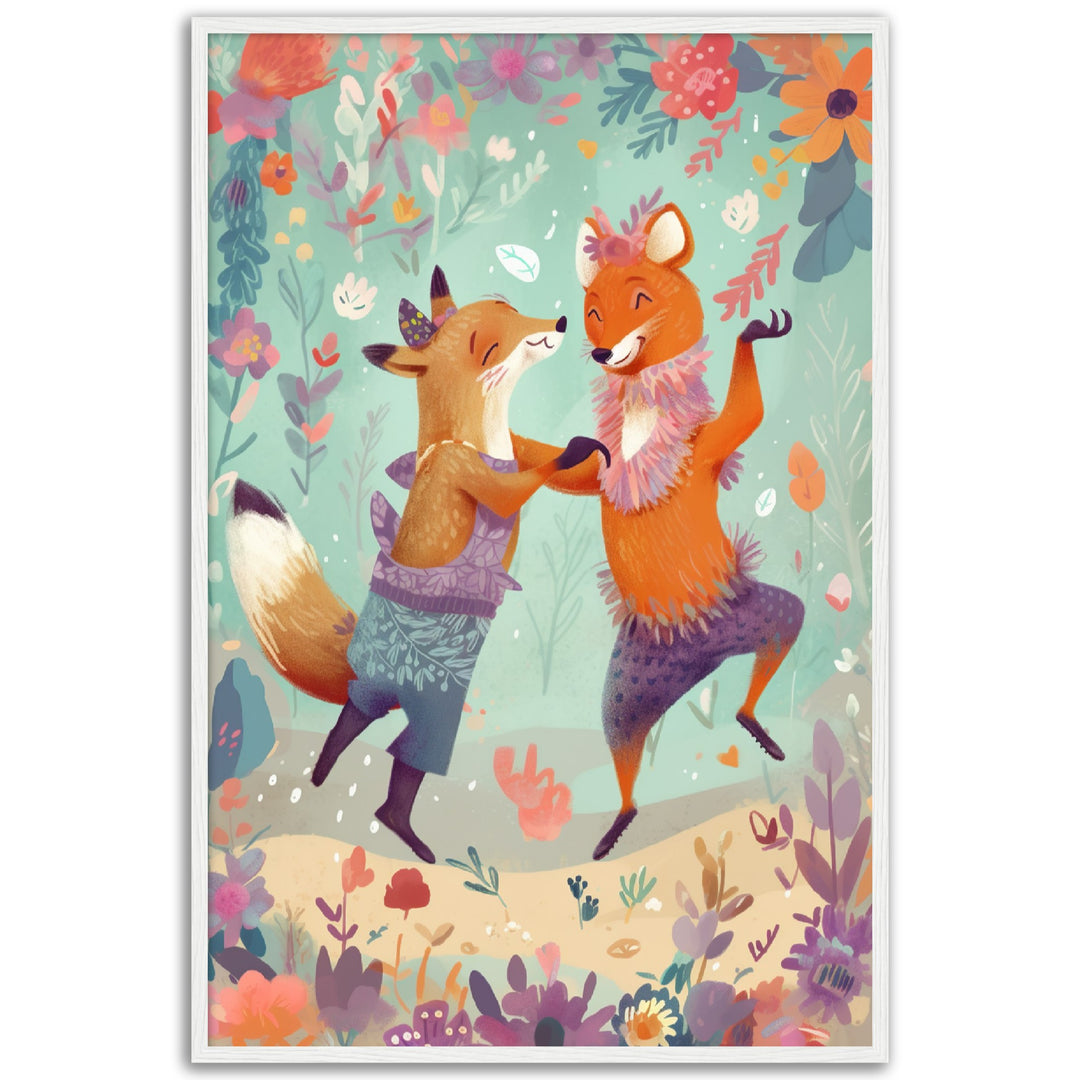 Foxes Floral Fiesta Wall Art Print