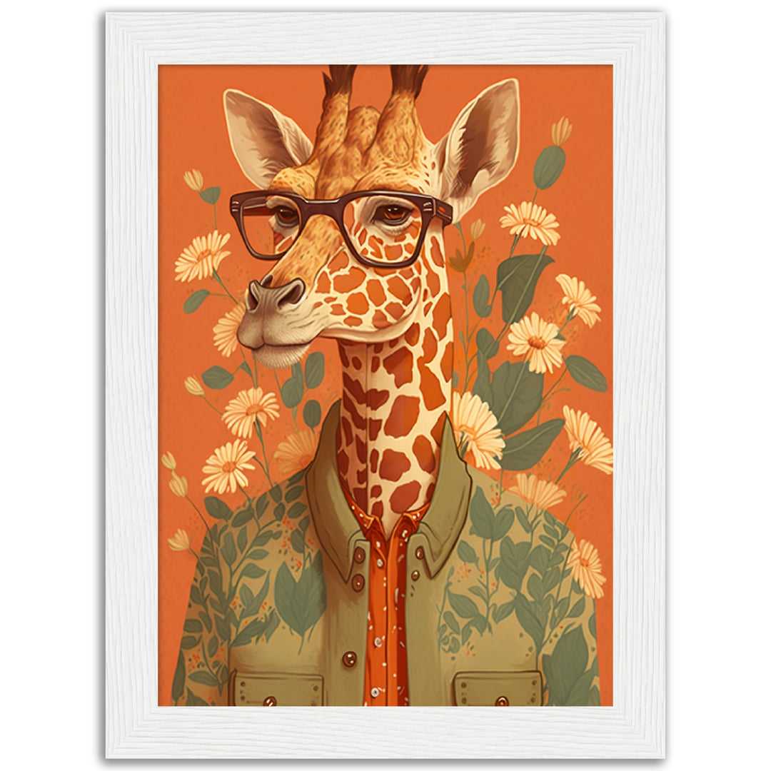 Giraffe Chic Illustration Wall Art Print