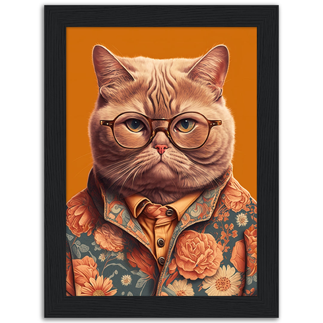 Trendy British Shorthair Cat Illustration Wall Art Print
