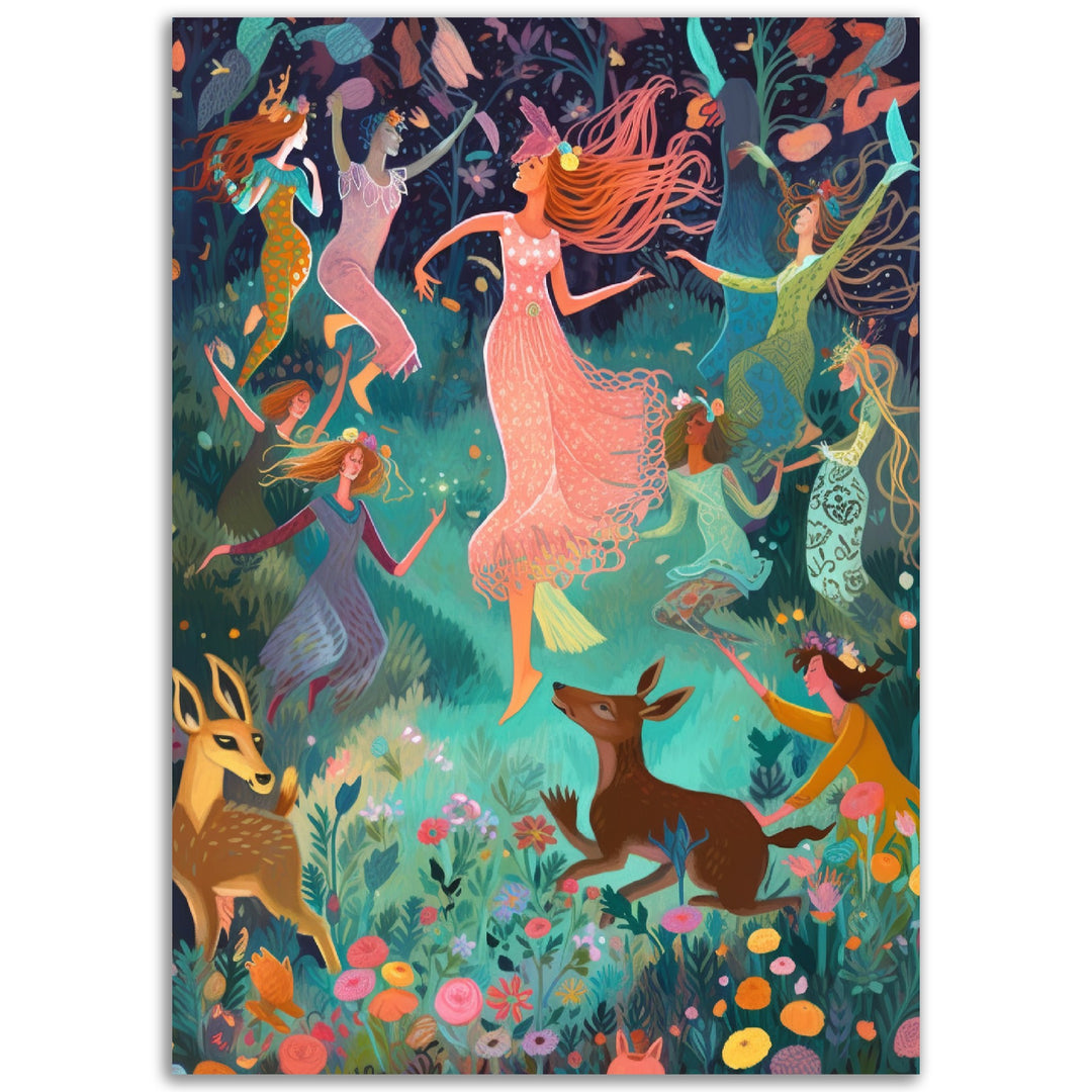 Wild Women Dancing in Nature Wall Art Print