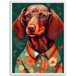 Load image into Gallery viewer, Floral Dachshund Dog Illustration Wall Art Print