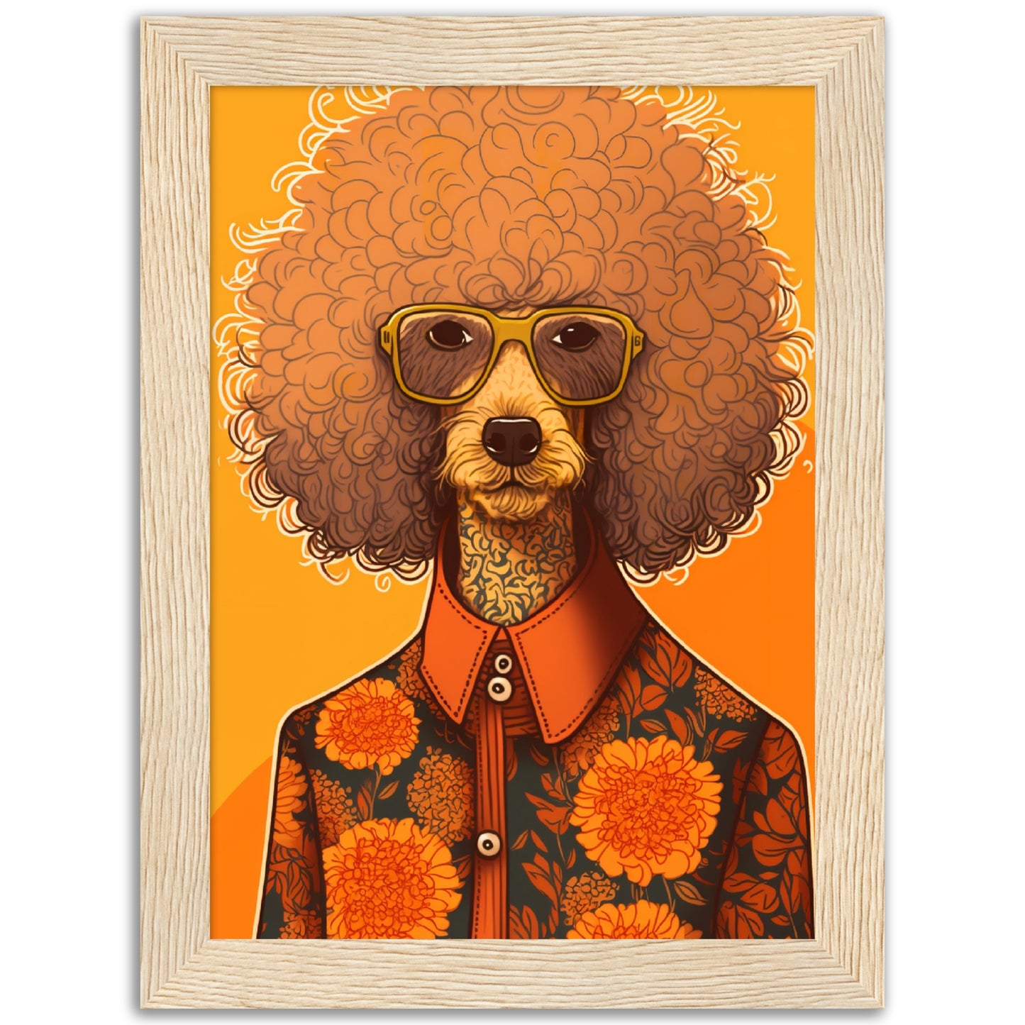 Poodle Chic Dog In Floral Shirt Wall Art Print