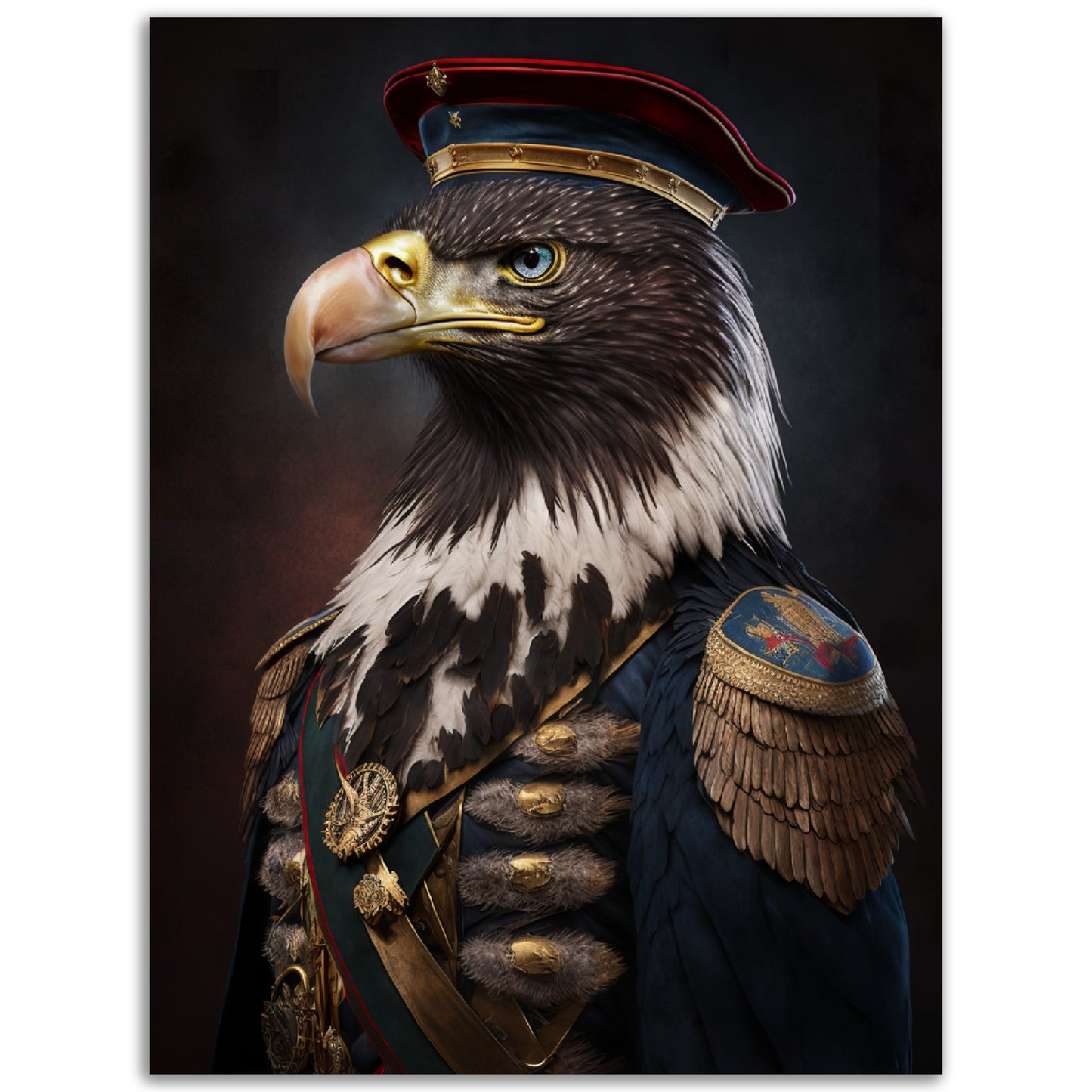 Eagle Wearing Air Force Uniform - Eagle Portraiture Wall Art Print