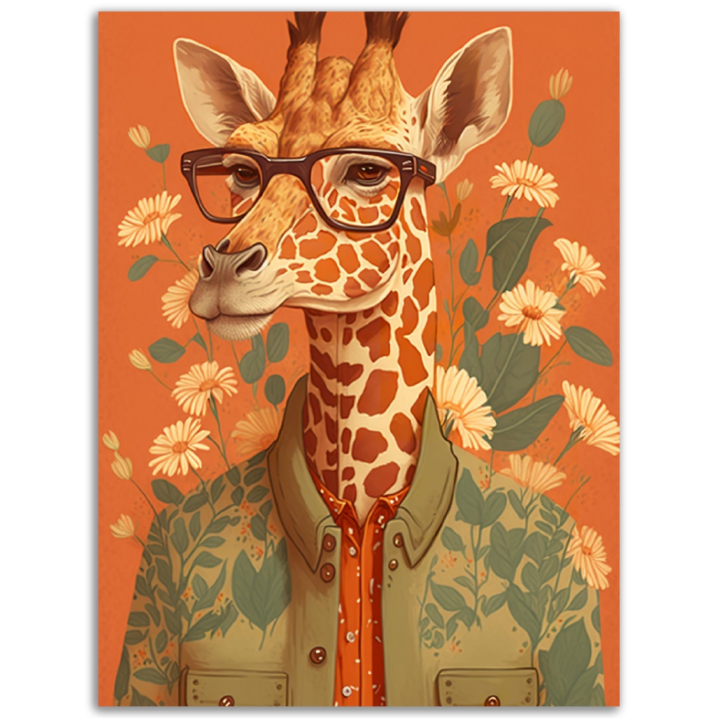 Giraffe Chic Illustration Wall Art Print