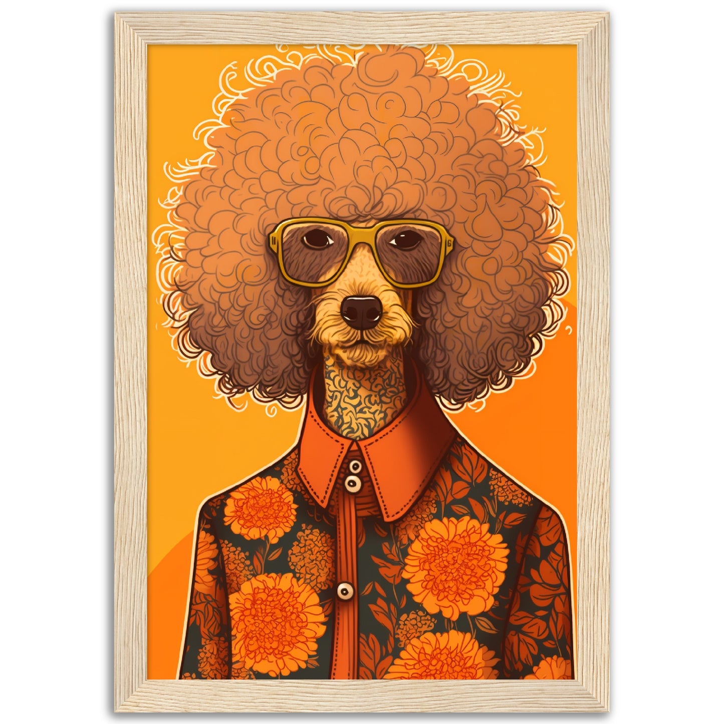 Poodle Chic Dog In Floral Shirt Wall Art Print