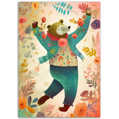 Joyful Bear Dance Wall Art Print