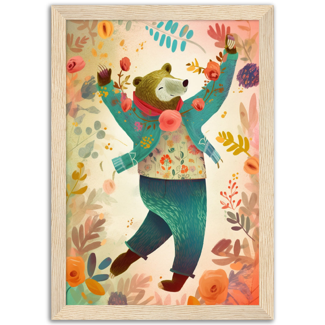 Joyful Bear Dance Wall Art Print
