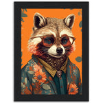 Load image into Gallery viewer, Floral Rascal Raccoon Illustration Wall Art Print
