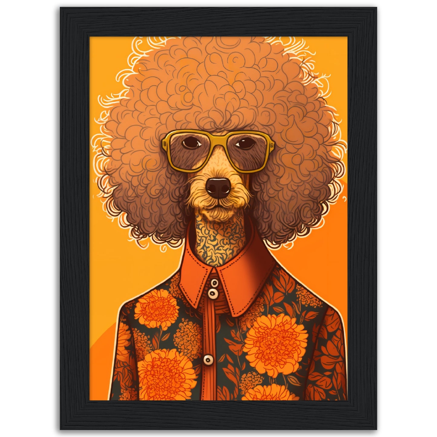 Poodle Chic Dog In Floral Shirt Wall Art Print