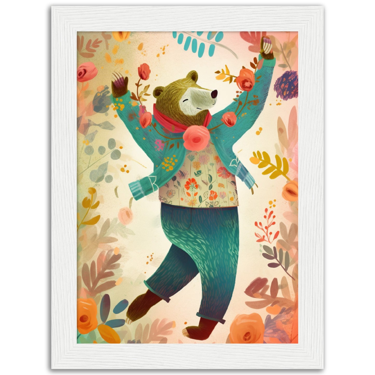 Joyful Bear Dance Wall Art Print