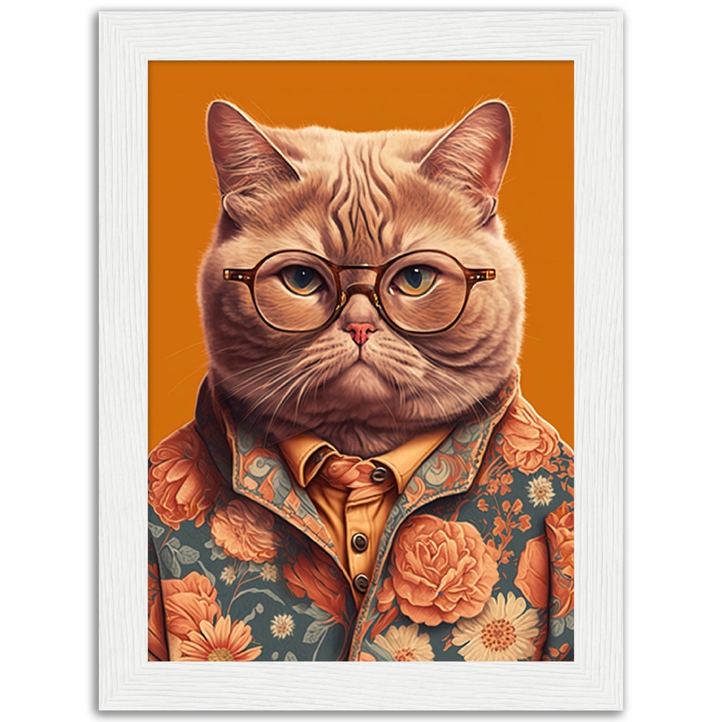 Trendy British Shorthair Cat Illustration Wall Art Print