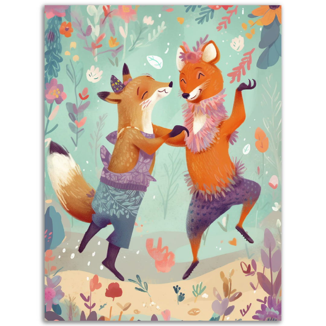 Foxes Floral Fiesta Wall Art Print