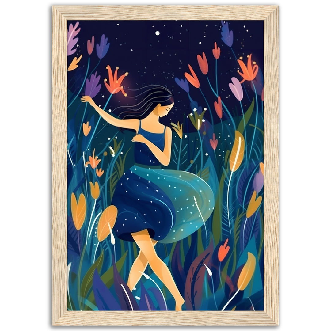 Midnight Garden Dance Blue Tones Wall Art Print