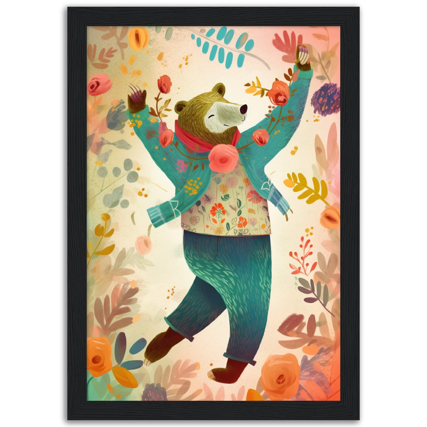 Joyful Bear Dance Wall Art Print